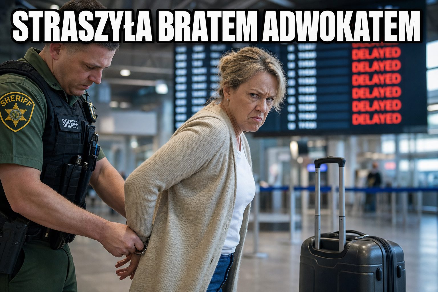 Straszyła pozwami i bratem adwokatem, a z lotniska wyszła w kajdankach